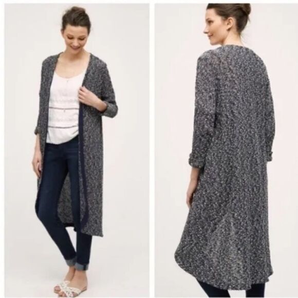 DOLAN Left Coast Collection Blue/White "Oak Street Duster" Long Sweater SZ S NWT - Picture 1 of 6